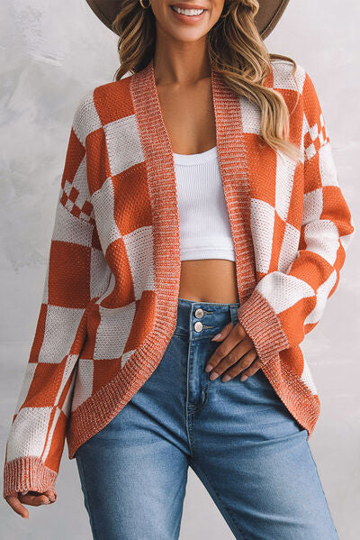 Blue Zone Planet | Plaid Open Front Dropped Shoulder Cardigan BLUE ZONE PLANET