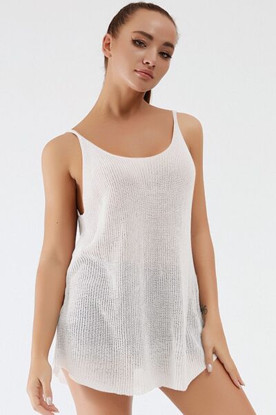 Blue Zone Planet | Scoop Neck Spaghetti Strap Knit Cami BLUE ZONE PLANET