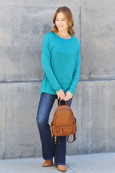 Blue Zone Planet | Basic Bae Full Size Round Neck Dropped Shoulder T-Shirt BLUE ZONE PLANET