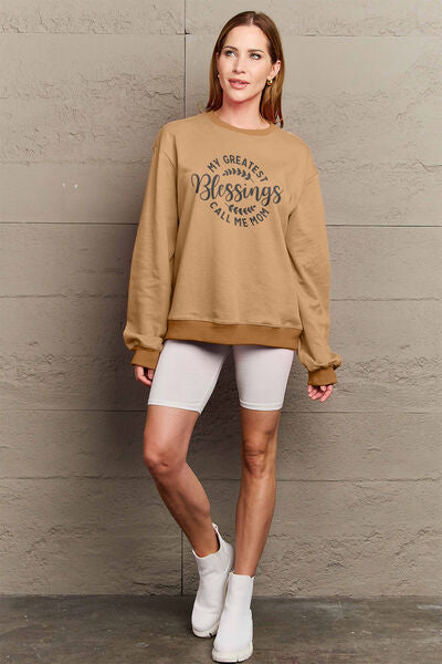 Blue Zone Planet | Simply Love Full Size MY GREATEST BLESSINGS CALL ME MOM Round Neck Sweatshirt BLUE ZONE PLANET