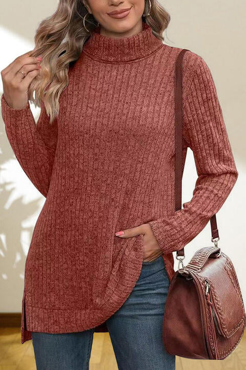 Turtleneck High Low Top BLUE ZONE PLANET