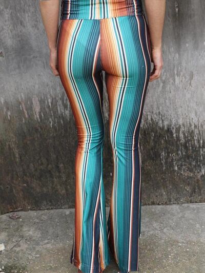 Blue Zone Planet | High Waist Striped Bootcut Pants BLUE ZONE PLANET