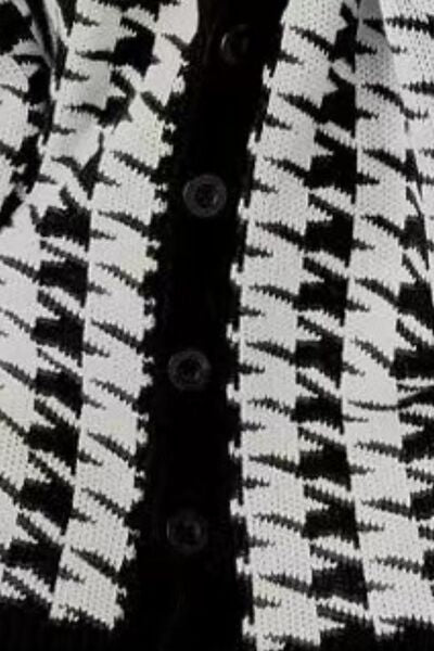 Blue Zone Planet | Houndstooth Button Up Long Sleeve Cardigan BLUE ZONE PLANET