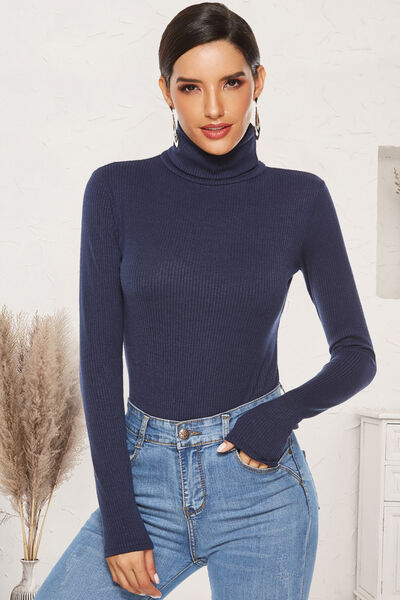 Blue Zone Planet | Ribbed Turtleneck Long Sleeve Bodysuit BLUE ZONE PLANET