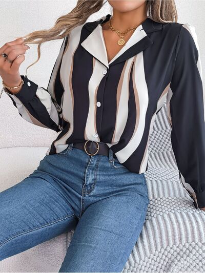 Blue Zone Planet | Printed Button Up Long Sleeve Shirt BLUE ZONE PLANET