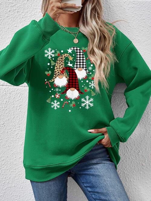 Faceless Gnomes Graphic Drop Shoulder Sweatshirt BLUE ZONE PLANET