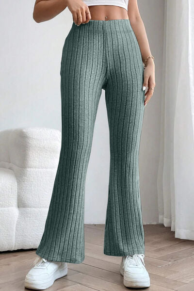 Blue Zone Planet | Basic Bae Full Size Ribbed High Waist Flare Pants BLUE ZONE PLANET