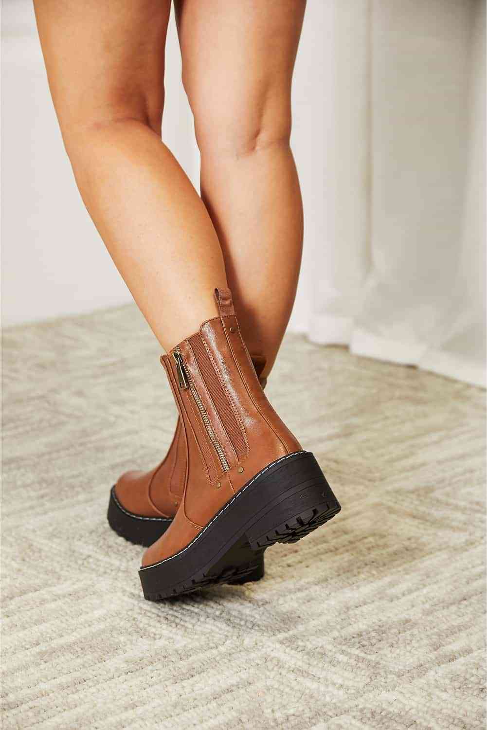Forever Link Side Zip Platform Boots BLUE ZONE PLANET