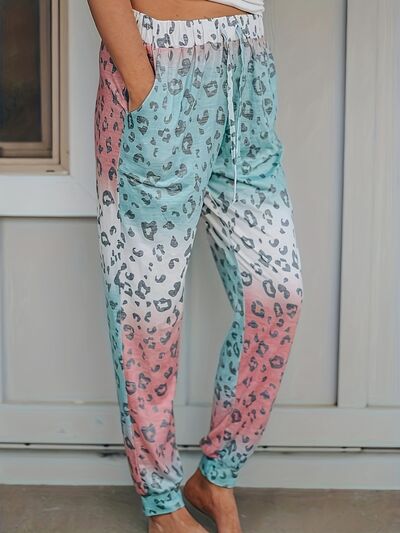 Blue Zone Planet | Drawstring Leopard Pants with Pockets BLUE ZONE PLANET