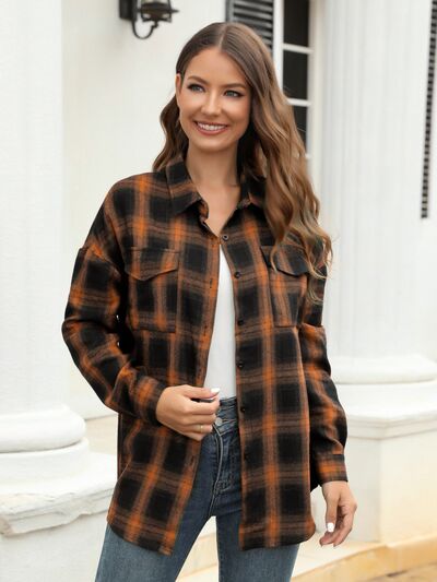 Blue Zone Planet | Plaid Button Up Pocketed Shirt BLUE ZONE PLANET