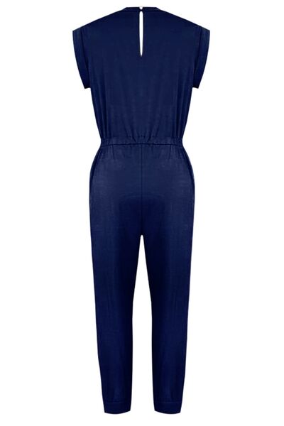 Drawstring Round Neck Sleeveless Jumpsuit Trendsi