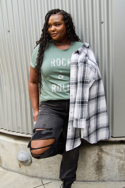 Blue Zone Planet | Simply Love Full Size ROCK & ROLL Short Sleeve T-Shirt BLUE ZONE PLANET
