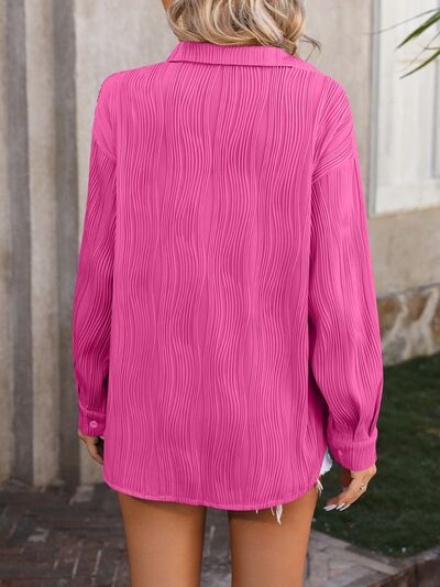 Button Up Dropped Shoulder Shirt Trendsi