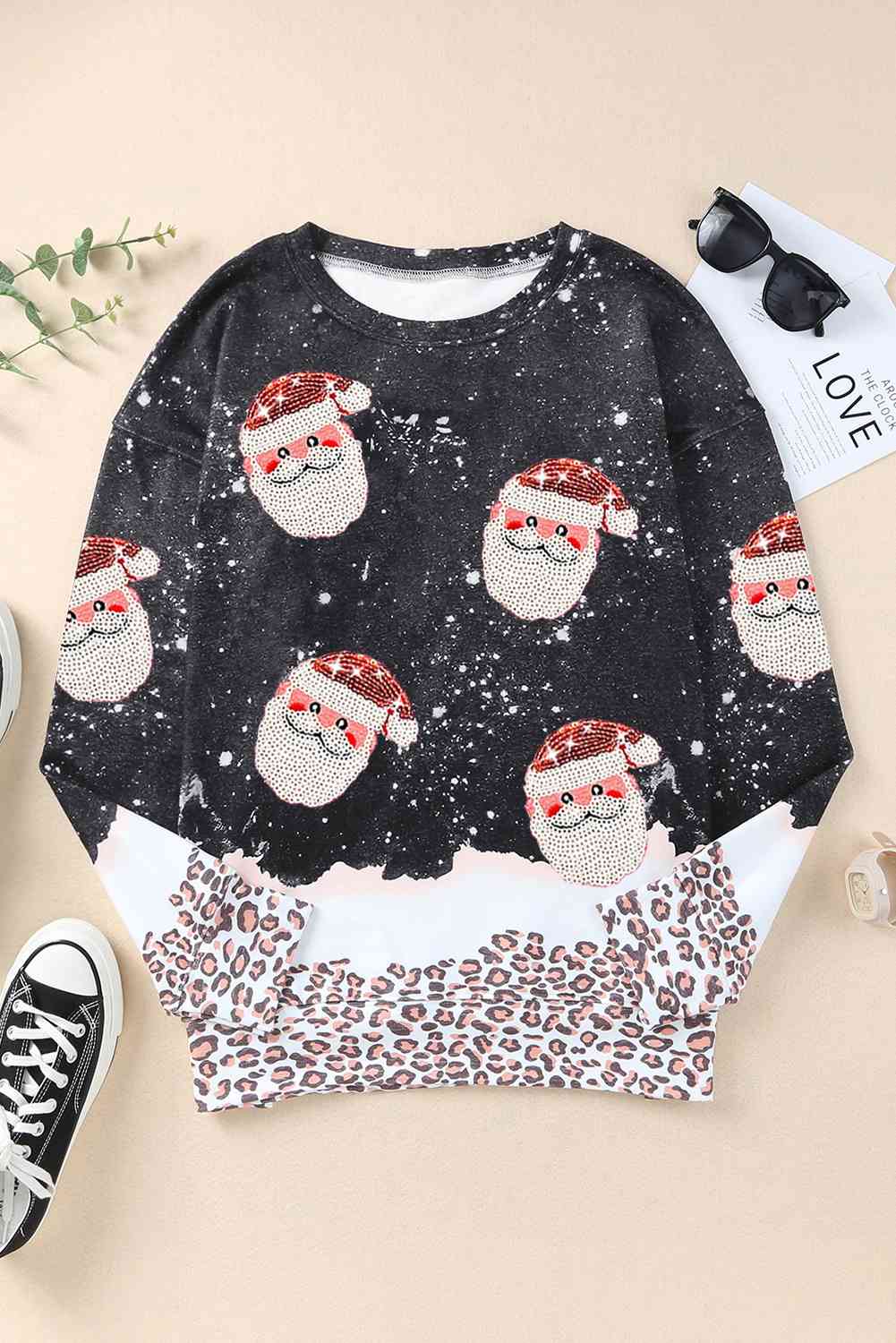 Sequin Patch Christmas Element Sweatshirt BLUE ZONE PLANET