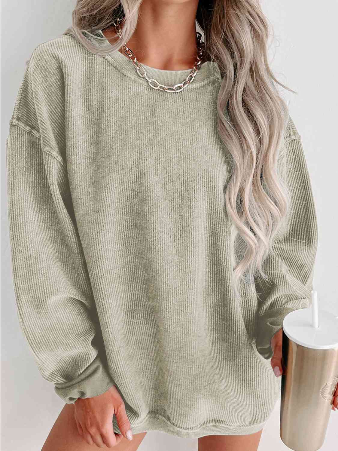 Blue Zone Planet | Round Neck Dropped Shoulder Sweatshirt BLUE ZONE PLANET
