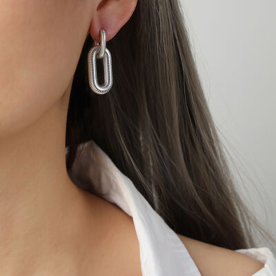 Titanium steel Dangle Earrings-EARRINGS-[Adult]-[Female]-Silver-One Size-2022 Online Blue Zone Planet