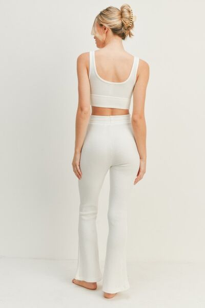 Blue Zone Planet | Kimberly C Waffle Tank and High Waist Flare Pants Set BLUE ZONE PLANET