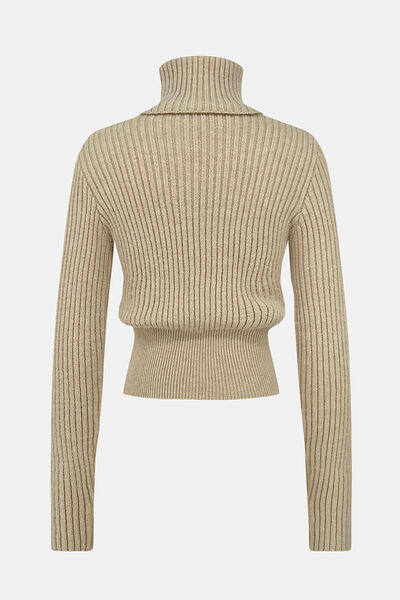 Blue Zone Planet | Ribbed Turtleneck Long Sleeve Sweater BLUE ZONE PLANET