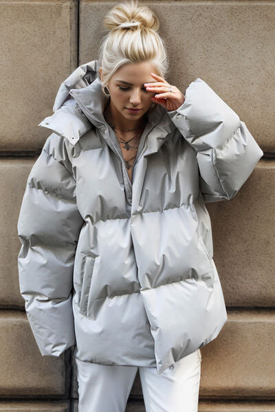 Blue Zone Planet | Pocketed Zip Up Hooded Puffer Jacket BLUE ZONE PLANET