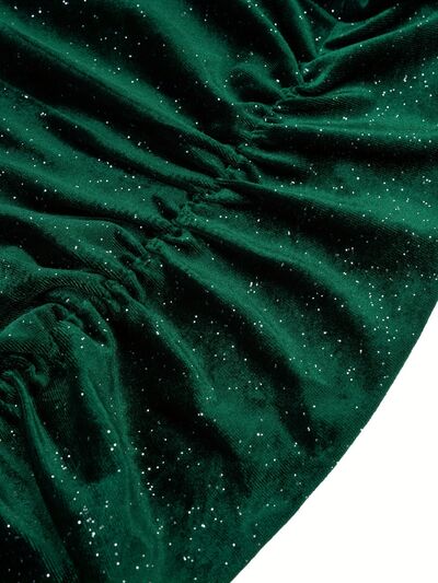 Blue Zone Planet | Glitter Ruched Cowl Neck Wrap Dress BLUE ZONE PLANET