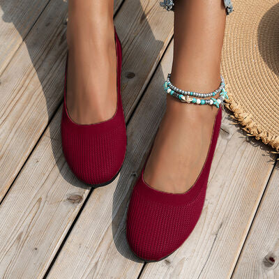 Blue Zone Planet | Round Toe Knit Ballet Flats BLUE ZONE PLANET