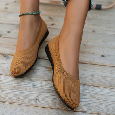 Blue Zone Planet | Round Toe Knit Ballet Flats BLUE ZONE PLANET
