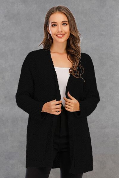 Blue Zone Planet | Pocketed Open Front Long Sleeve Cardigan BLUE ZONE PLANET
