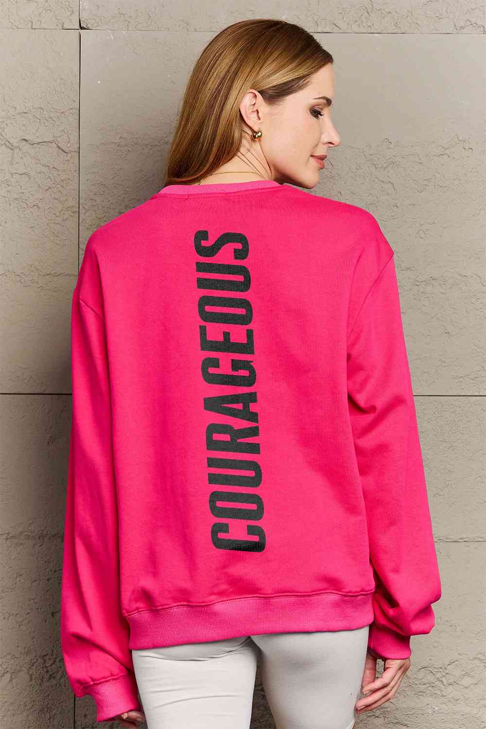 Blue Zone Planet | Simply Love Full Size COURAGEOUS Graphic Sweatshirt BLUE ZONE PLANET