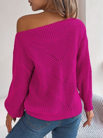 Blue Zone Planet | Openwork Long Sleeve Sweater BLUE ZONE PLANET