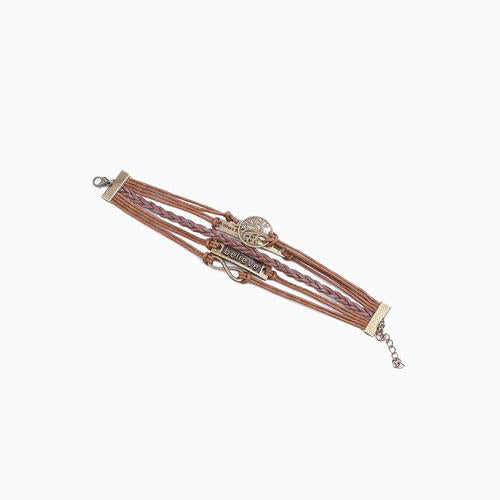 Alloy PU Leather Rope Bracelet BLUE ZONE PLANET