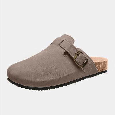 Suede Closed Toe Buckle Slide BLUE ZONE PLANET