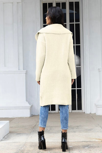 Blue Zone Planet |  Pocketed Button Up Collared Neck Cardigan BLUE ZONE PLANET