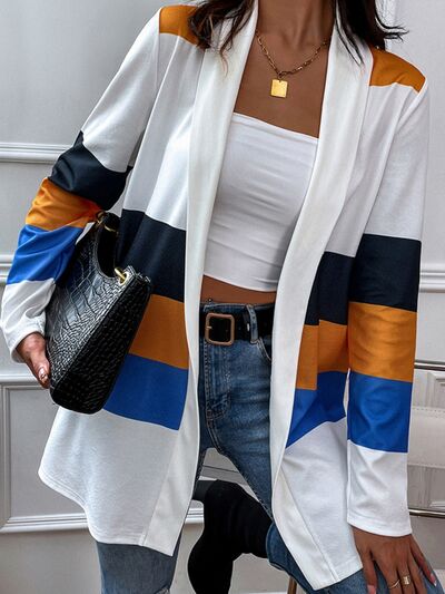 Blue Zone Planet | Color Block Open Front Cardigan BLUE ZONE PLANET