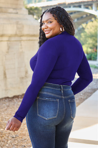 Blue Zone Planet | Basic Bae Full Size Mock Neck Long Sleeve Bodysuit BLUE ZONE PLANET