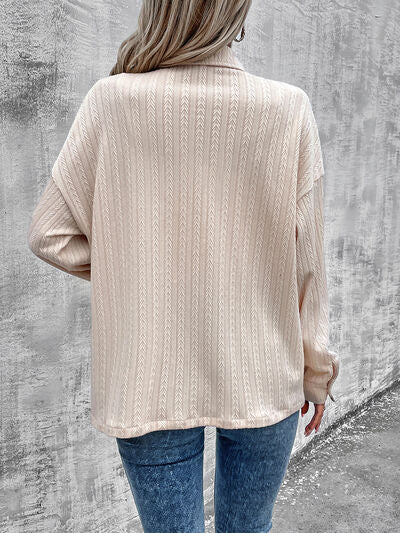 Pocketed Button Up Dropped Shoulder Jacket Trendsi