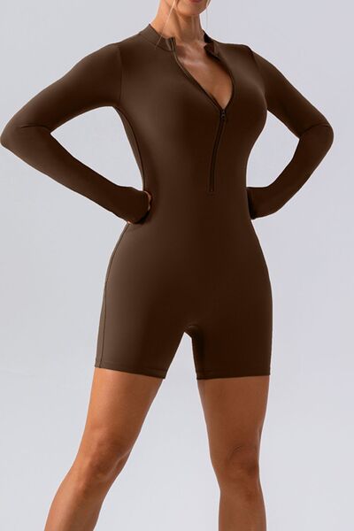 Blue Zone Planet | Half Zip Long Sleeve Active Romper BLUE ZONE PLANET