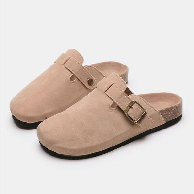Suede Closed Toe Buckle Slide BLUE ZONE PLANET
