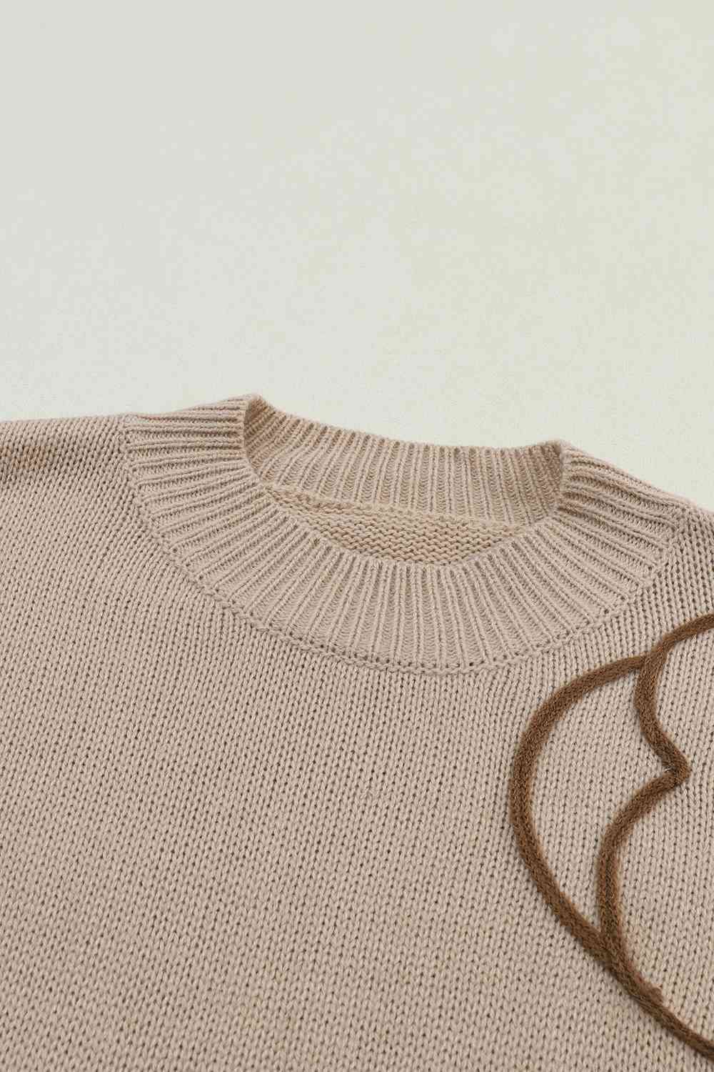 Floral Round Neck Drop Shoulder Sweater BLUE ZONE PLANET