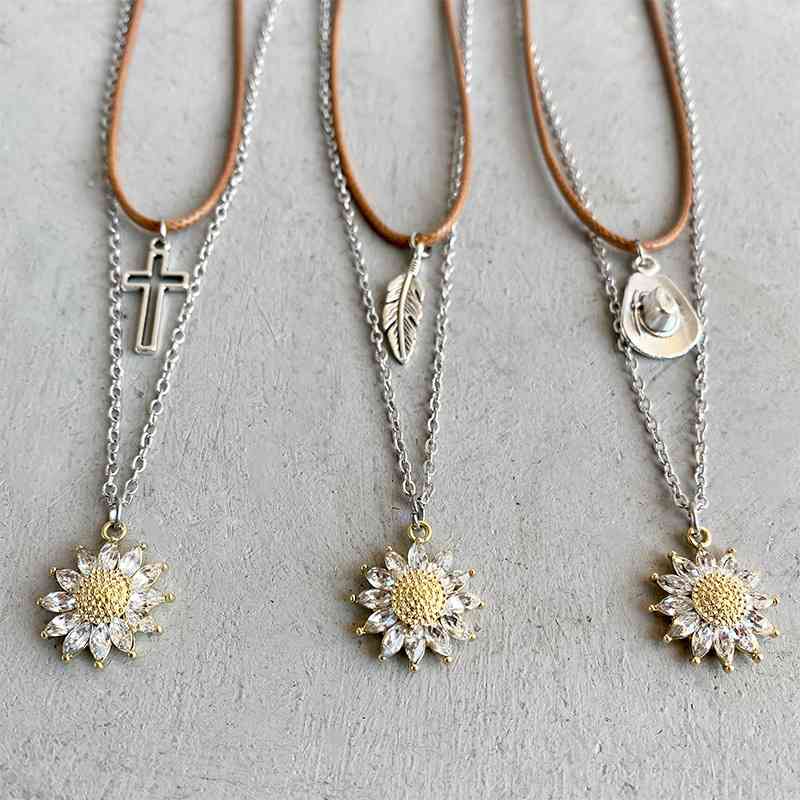 Sunflower Pendant Necklace Set BLUE ZONE PLANET