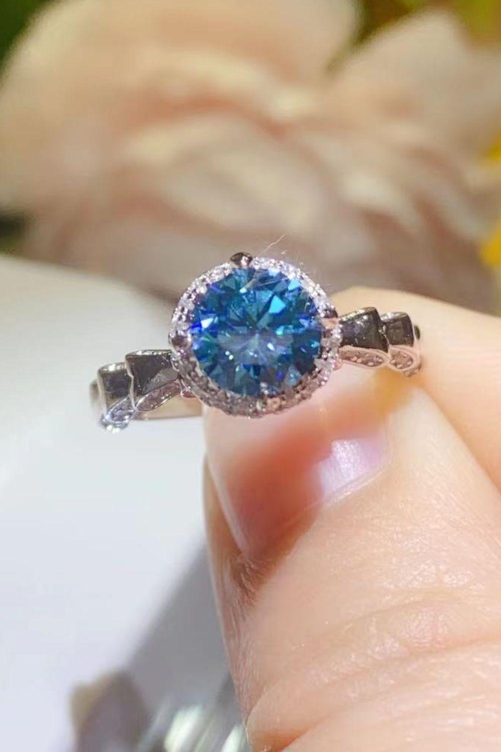 925 Sterling Silver 1 Carat Moissanite Cluster Ring BLUE ZONE PLANET