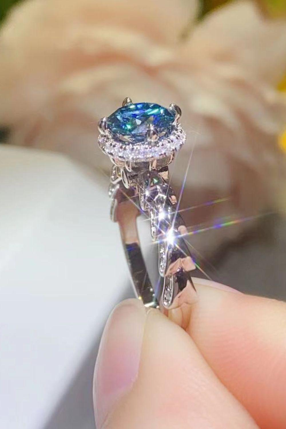925 Sterling Silver 1 Carat Moissanite Cluster Ring BLUE ZONE PLANET