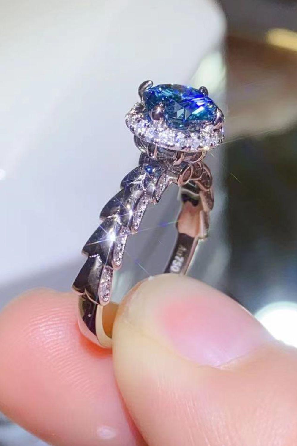 925 Sterling Silver 1 Carat Moissanite Cluster Ring BLUE ZONE PLANET