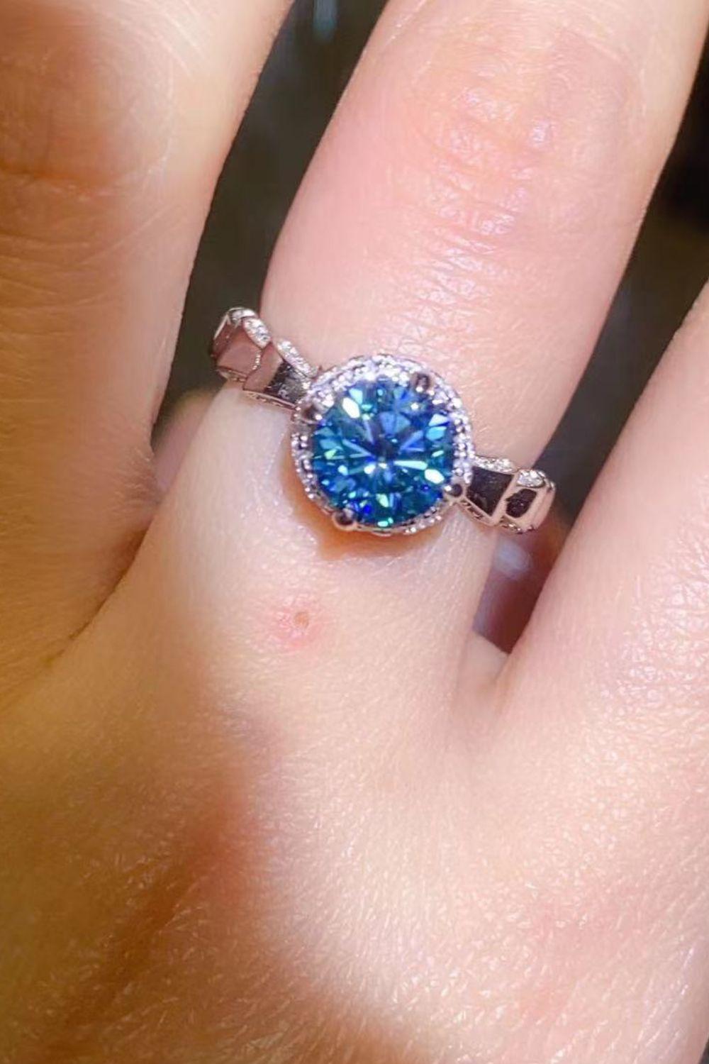 925 Sterling Silver 1 Carat Moissanite Cluster Ring BLUE ZONE PLANET