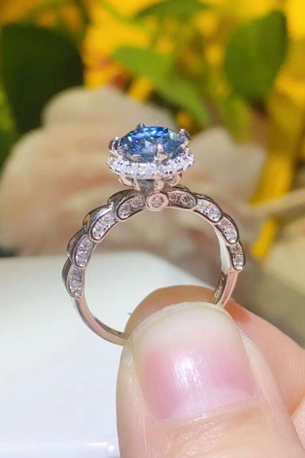 925 Sterling Silver 1 Carat Moissanite Cluster Ring BLUE ZONE PLANET