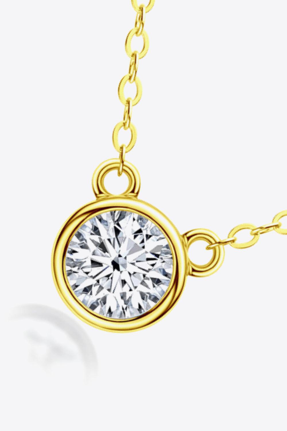 925 Sterling Silver 1 Carat Moissanite Round Pendant Necklace BLUE ZONE PLANET
