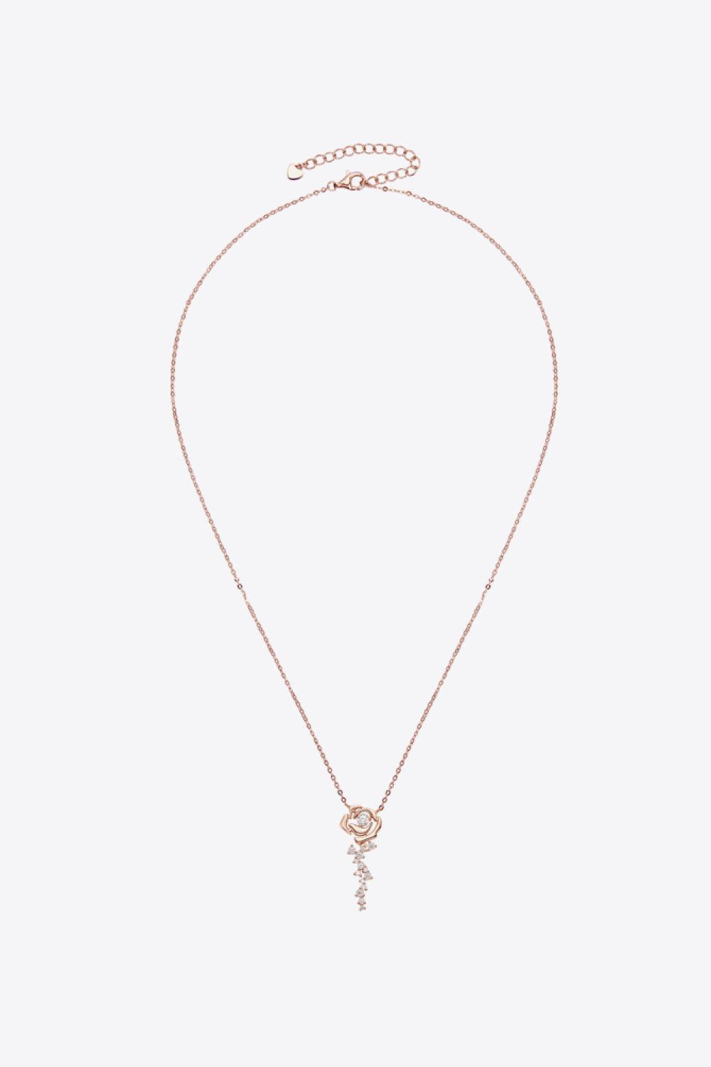 925 Sterling Silver 18K Rose Gold-Plated Pendant Necklace BLUE ZONE PLANET