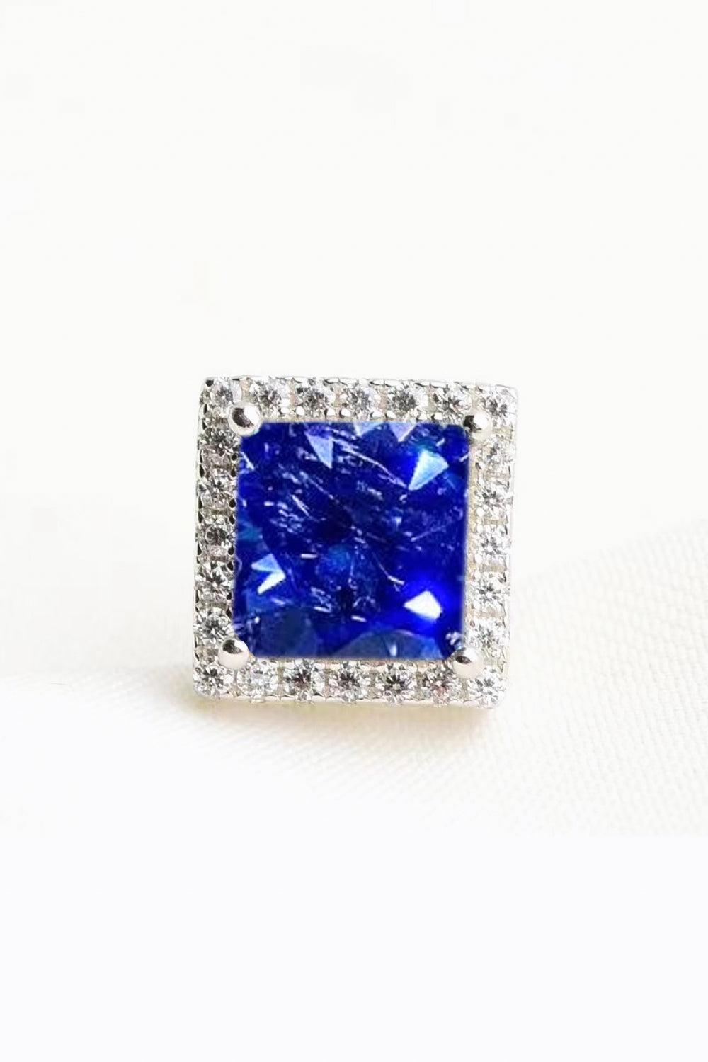 925 Sterling Silver 4 Carat Moissanite Square Earrings BLUE ZONE PLANET