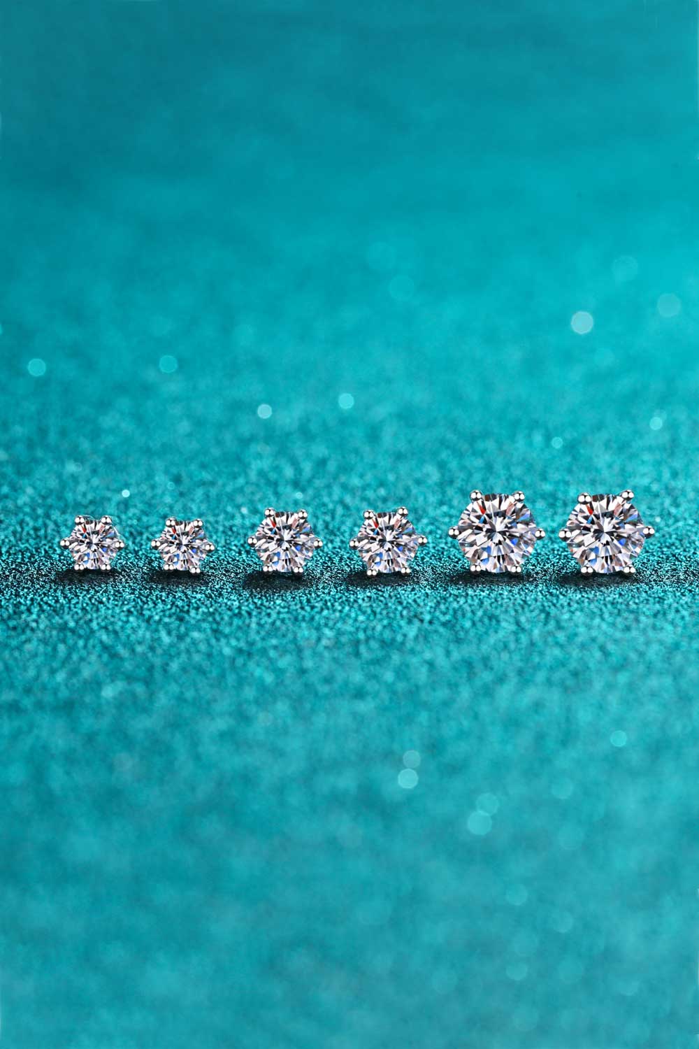 925 Sterling Silver 6-Prong 2 Carat Moissanite Stud Earrings BLUE ZONE PLANET