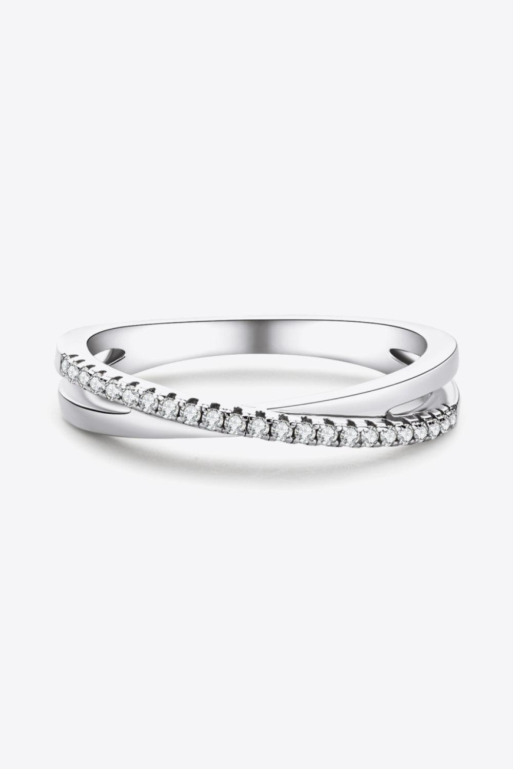 925 Sterling Silver Crisscross Moissanite Ring BLUE ZONE PLANET