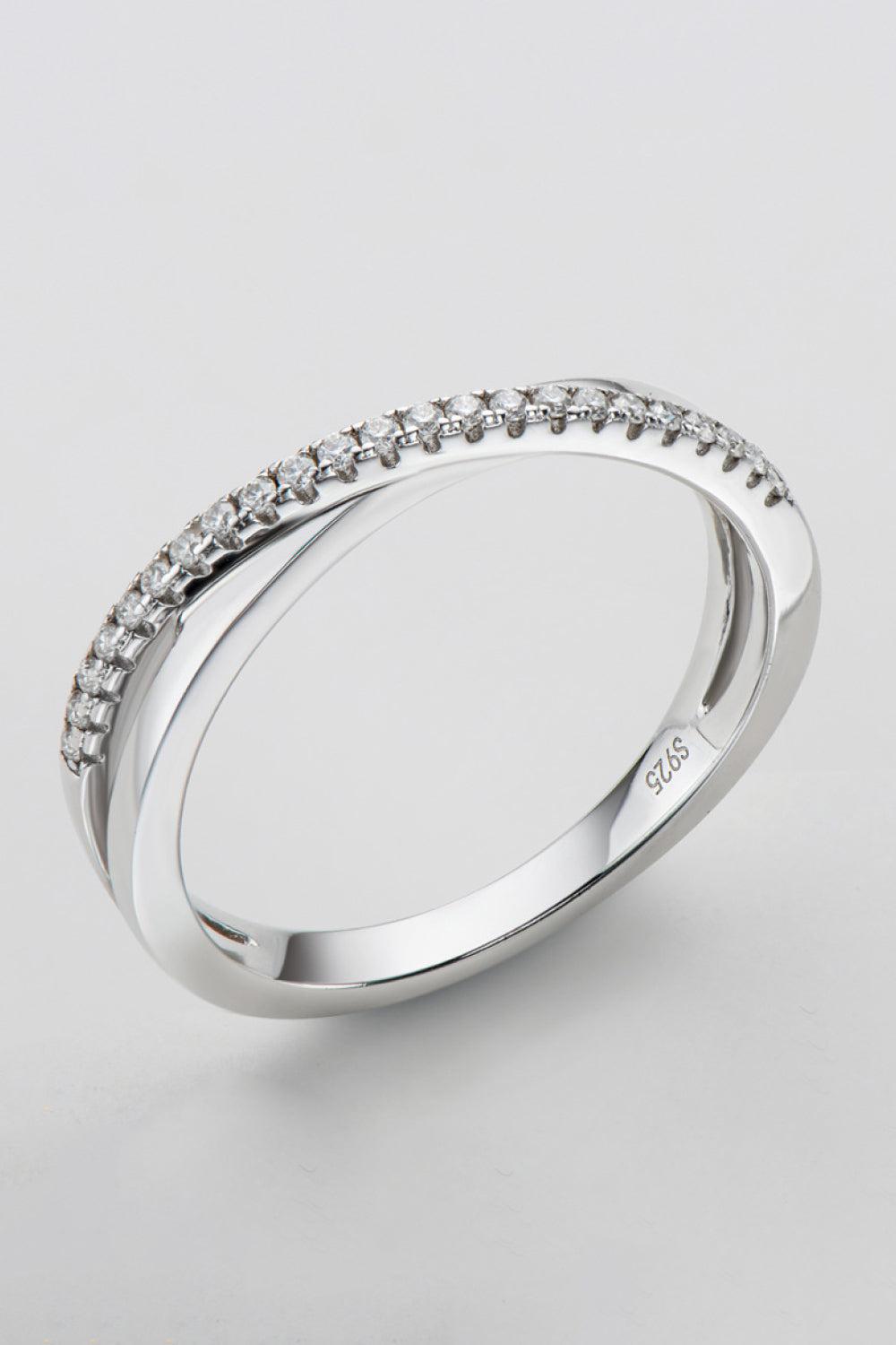 925 Sterling Silver Crisscross Moissanite Ring BLUE ZONE PLANET